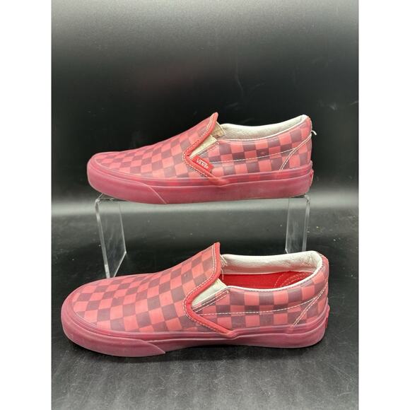 Vans Classic Slip-On Pink Checkerboard Rubber Sneakers Womens Size 7 Mens 5.5 - Picture 2 of 7